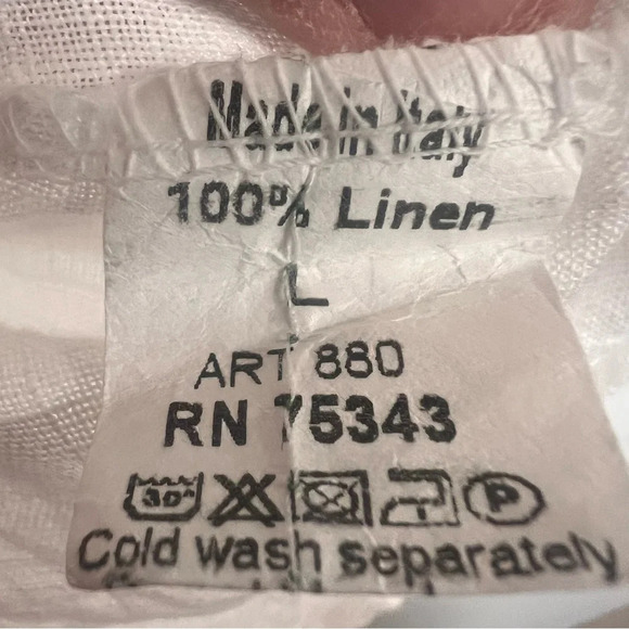 Terzo Millennio White High Low 100% Linen Blouse made in Italy size large - Picture 7 of 9